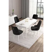Hanah Home trpezarijski set Are, sto na razvlacenje i 4 stolice, bela ploca, crna tkanina Babyface