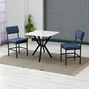 HANAH HOME Set Trpezarijski sto i 2 stolice Dubai Navy Blue White