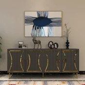 Hanah Home Konzolni sto Tean, 150x75x35 cm, Antracit-zlatne boje