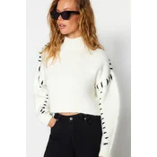 Trendyol Ecru Soft Textured Yarn Detailed Knitwear Sweater