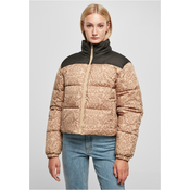 Womens Jacket AOP Retro Puffer Unionbeigedamast