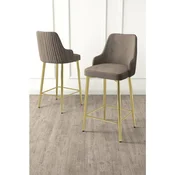 Hanah Home set od 2 barskih stolica Tera, kapucino tkanina Babyface, zlatne metalne noge