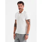 Ombre Polo shirt in cotton pique knit - ecru