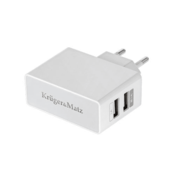 Krüger&Matz Polnilec AC za telefone 2xUSB, 2,1A, bele barve