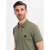 Ombre Mens polo shirt with zip neckline - olive
