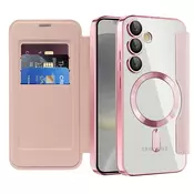 Etui SmartMag Book z Magsafe tehnologijo in RFID denarnico za Samsung Galaxy S24 - pink