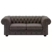 Welnova CHESTERFIELD ZOFA, temno rjava usnje