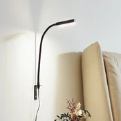 Lindby LED-bralna svetilka Flexola, črna, kvadratna, z vtičnico - spalnica - matno črna - Kovina