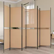 Razdjelnik prostora s 6 panela Bež 300 x 180 cm Tkanina