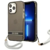 Guess Guess črn prosojni ovitek za iPhone 13 Pro 6.1 s paščkom