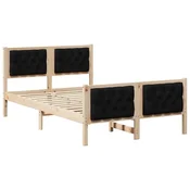 Vidaxl Konstrukcija postelje Črna 135 x 190 cm Masivno borovo les