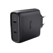 TRUST GaN punjač MAXO 65W 2-portni, USB-C, crni