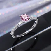 shumee SREBREN PRSTAN Z ROZA DIAMANTOM, POROČNI PRSTAN IZ KIRURŠKEGA JEKLA, VELIKOST 27