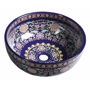 Keramični umivalnik PRIORI, premer 40,5cm, 15,5cm, vijoličast z okraski - Barve - 24 - Keramika - Stojalo - Ne - Sapho - PRIORI - 40.50 - Without hole - Ring - Umivalnik za namestitev na polico - O40,5x15,5 cm