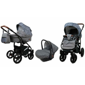 Babylux Optimal Silver Stone | 3v1 Kombinirani Voziček kompleti | Otroški voziček + Carrycot + Avtosedežem