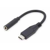 USB Type-C Audio adapter cable, Type-C - 3.5mm M/F, 0.2m, Audio input/output, Version 3.1, bl