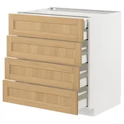 METOD / MAXIMERA Pod.elem.4fronta/2donj/3sred.fioke, bela/Forsbacka hrastovina, 80x60 cm
