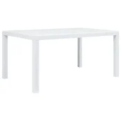 Vidaxl Vrtna miza iz plastike 150x90x72 cm bela videz ratana