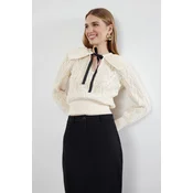 Trendyol Stone Ribbon and Pearl Detailed Knitwear Sweater