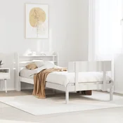 shumee vidaXL Posteljni okvir brez vzmetnice bel 100x200 cm masiven borov les