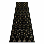 eoshop Preproga, Tekač GLOSS moderni 409C 86 Cube eleganten, glamur, art deco črna/zlata ( - Velikost: 60x300 cm)