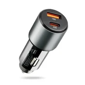 EAV CC-60Q avtopolnilec USB QC3.0 + USB-C PD 83W, črn