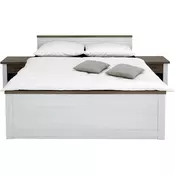 RAM KREVETA SA NOCNIM STOCICEM 306/92/206 cm bela, boja hrasta tartufa