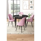 Hanah Home Set Trpezarijski sto i 4 stolice, Roze-crni