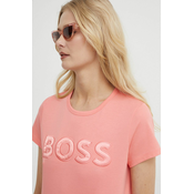 Pamučna majica BOSS za žene, boja: ljubičasta