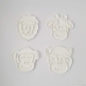KREATIVNI SLATKIŠI Modle za kolace i ukrase Safari životinje, 5 cm, 4 komad, Bela