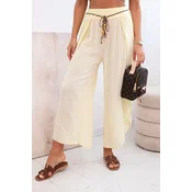 Kesi Włoski Womens viscose trousers with leg slit yellow