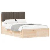 vidaXL vidaXL Posteljni okvir z oblazinjenim vzglavjem Taupe 120 x 190 cm, (5000100614)
