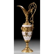 Casa Padrino luxury baroque wine jug gold/white gray 16 x H. 39 cm - Handmade bronze jug - Baroque decorative accessories - Baroque interior - Baroque furniture - Noble & Magnificent