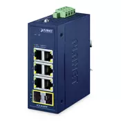 PLANET IP30 ?Compact size 6-Port IGS-820TF Brez upravljanja Gigabit Ethernet (10/100/1000) Modra