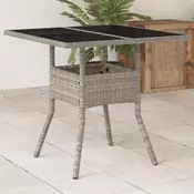 Vidaxl vidaXL Vrtna miza s stekleno ploščo svetlo siva 80x80x75 cm