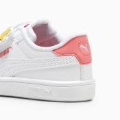 PUMA Smash 3.0 Badges Toddlers Sneakers, White/Passionfruit