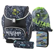 Play Logic set 4u1 Military Code, Anatomski ranac, Torba za patike, 2 pernice, Tamnosivi