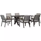 Homestar Vrtni garnitura 6 stolov in 1 miza 175x925x73 cm siva