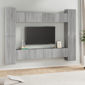 10-dijelni set TV ormarica sivog sonome konstruirano drvo