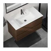 Kopalniška omarica z umivalnikom KENWOOD 91 cm oreh/bela