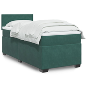 Box spring postelja z vzmetnico temno zelena 100x200 cm žamet