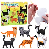 Kreativni set za šivanje plišastih igrač Muce Lean Toys, 6 kosov