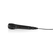 NEDIS kabel mikrofon/ kardioid/ snemljiv kabel 5m/ 600 Ohm/ -75 dB/ jack 6,35 mm/ stikalo/ ABS/ črn