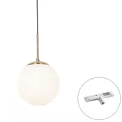Art Deco viseča svetilka zlata z opalnim steklom, vklj. adapter za tirnico bela 1-fazna - Slimline Flore