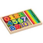 Drveni set Acool Toy - Brojevi i štapići u boji