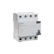 Siemens 4P 40A 0,03A diferencialno varovalko, tip AC, N-levi pol, 30mA 400V, SENTRON 5SV4344-0KL