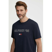 Bombažna kratka majica Tommy Hilfiger moška, mornarsko modra barva, MW0MW34427