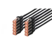 CAT 6 S-FTP patch cord, Cu, LSZH AWG 27/7, length 3 m, 10 pieces, color black