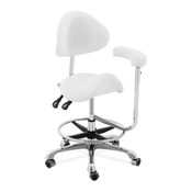 Sedlasta stolica s naslonom za ruke - naslon za leda i sjedalo podesivi po visini - 51 - 61 cm - 150 kg - Bijela