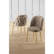 Hanah Home set trpezarijskih stolica Axle 8 kom, kapucino tkanina Babyface, zlatne metalne noge